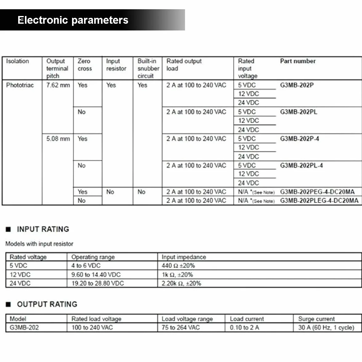 G3MB-202P przekaźnik półprzewodnikowy SSR DC-AC 5V DC 240V AC 2A