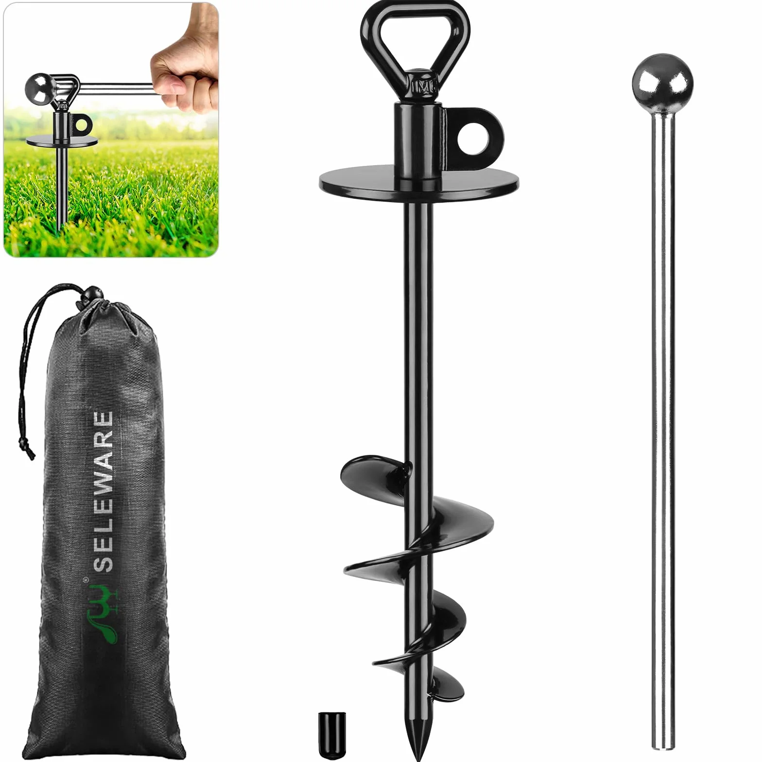 SELEWARE Dog Tie Out Stake Heavy Duty Ground Anchor-E
