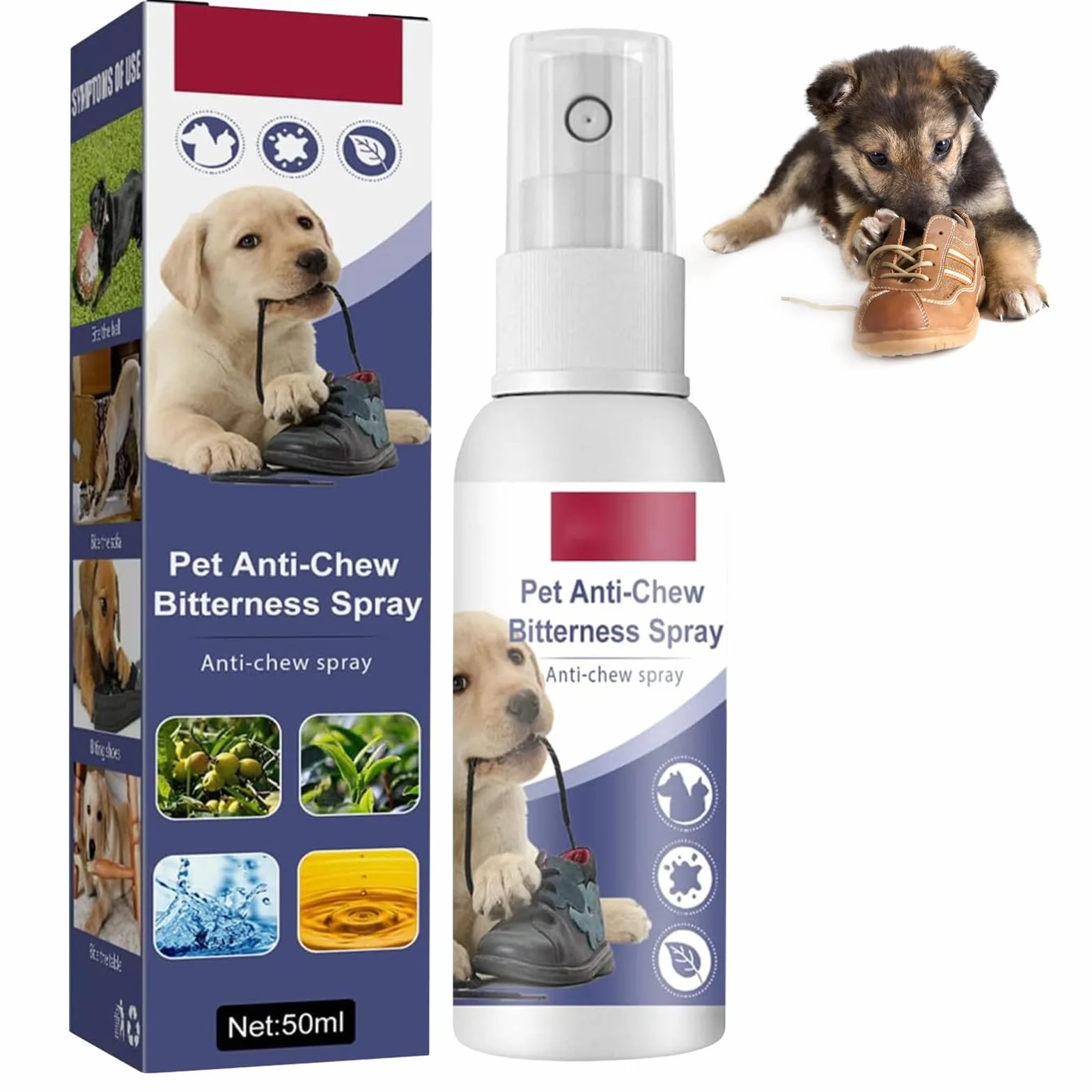 Mecctuck Spray do żucia psa, spray do obrony przed zwierzętami 50 ml, spray przeciwko zarysowaniom kotów, spray przeciw gryzieniu psów, gorzkich substancji, skutecznie chroni psy przed żuciem mebli,
