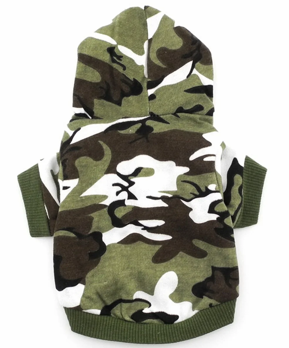 Smalllee_lucky_store Koszule dla psów mały pies ubranie dla chłopców moro bluza z kapturem, zielona, S