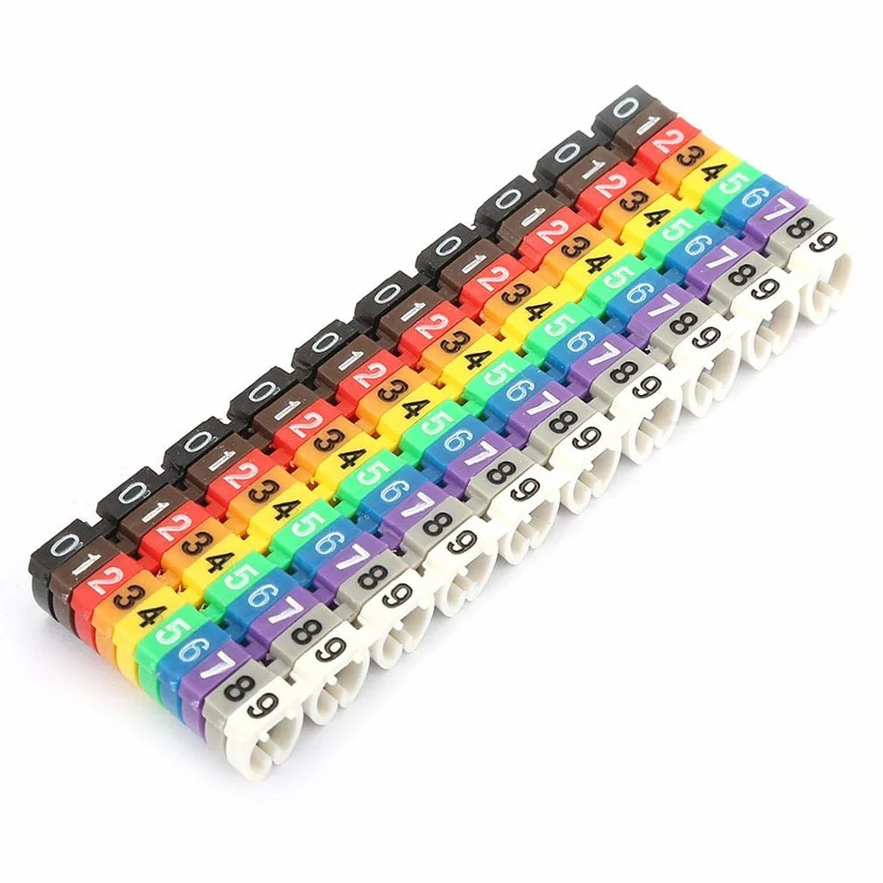 Precyzyjnie wykończona rura znacznika do kabli, prosty numer drutu z tworzywa sztucznego, (100 szt. -6 mm 6 kwadratów)