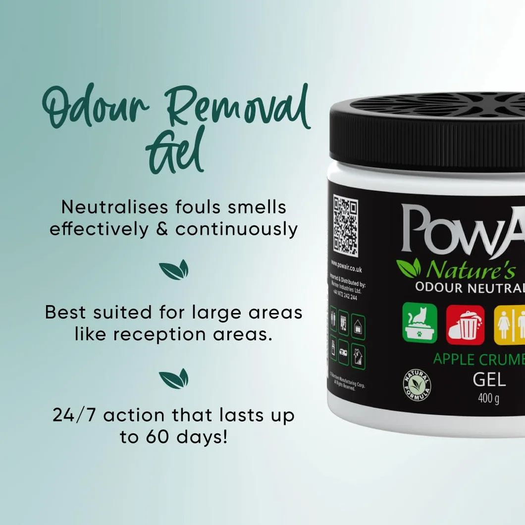 PowAir Żelowy naturalny neutralizator zapachów, zapach tropikalnej bryzy, skuteczny domowy eliminator zapachów z naturalnymi olejkami eterycznymi (400 g)