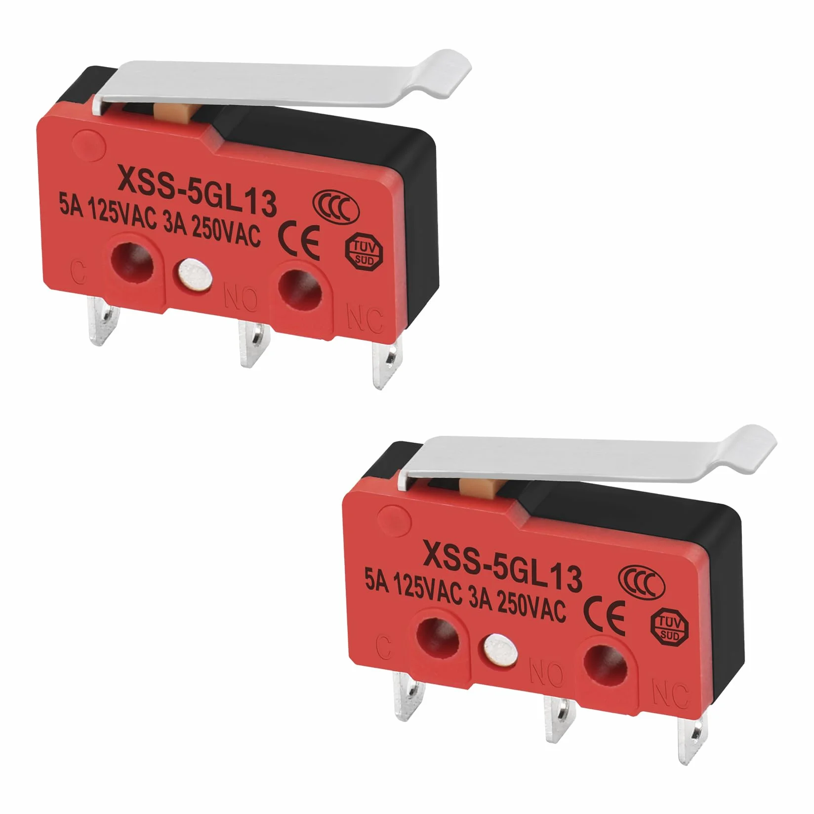 Heschen mini mikroprzełącznik XSS-5GL13 SPDT 3-pinowy 5A 125V AC 3A 250V AC CE TüV 2 sztuki