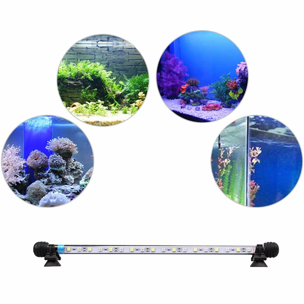 SolarNovo 18-112 cm LED oświetlenie akwarium podwodne lampa nasadowa wodoszczelna wtyczka UE z pilotem zdalnego sterowania zmiana kolorów RGB (1,8 x 71 cm, biała i niebieska)
