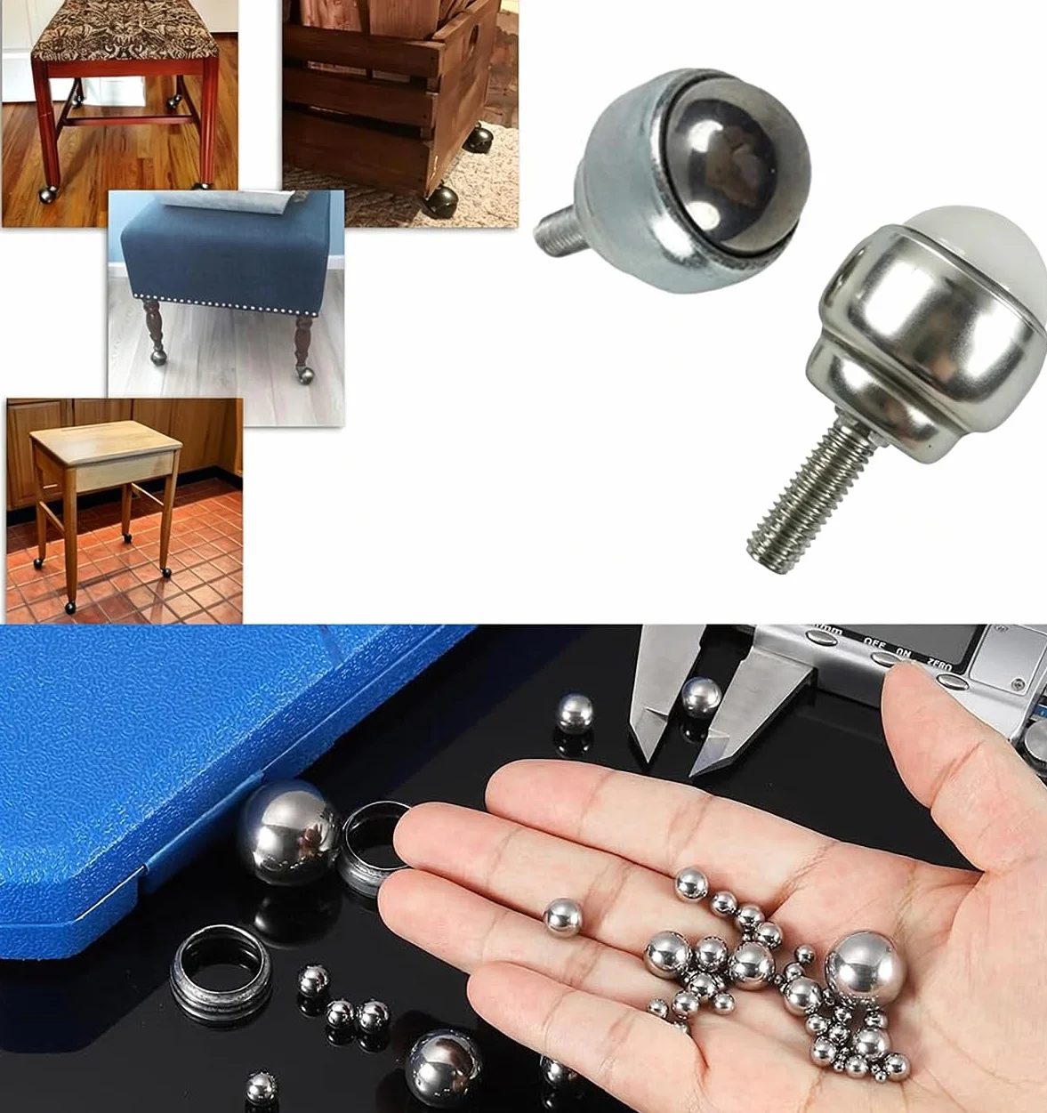Obrotowe Kółka Kulkowe Ze Stali Węglowej M5 Mini Ball Bearing Universal Wheel Nylonowa Kula 10szt
