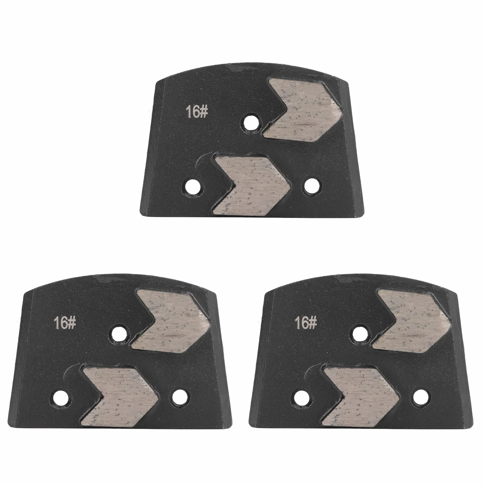 Diamentowe buty szlifierskie, 3 sztuki, trapezowe podkładki szlifierskie ze stali stopowej o ziarnistości 16, penetrujące, wysoka twardość, długa żywotność, odporne na zużycie, do usuwania