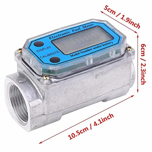 Elektroniczny przepływomierz turbiny, przepływomierz paliwa do oleju napędowego, benzyny, nafty, z cyfrowym wyświetlaczem LCD, 1-calowy wlot/wylot FNPT (niebieski LLW-25)