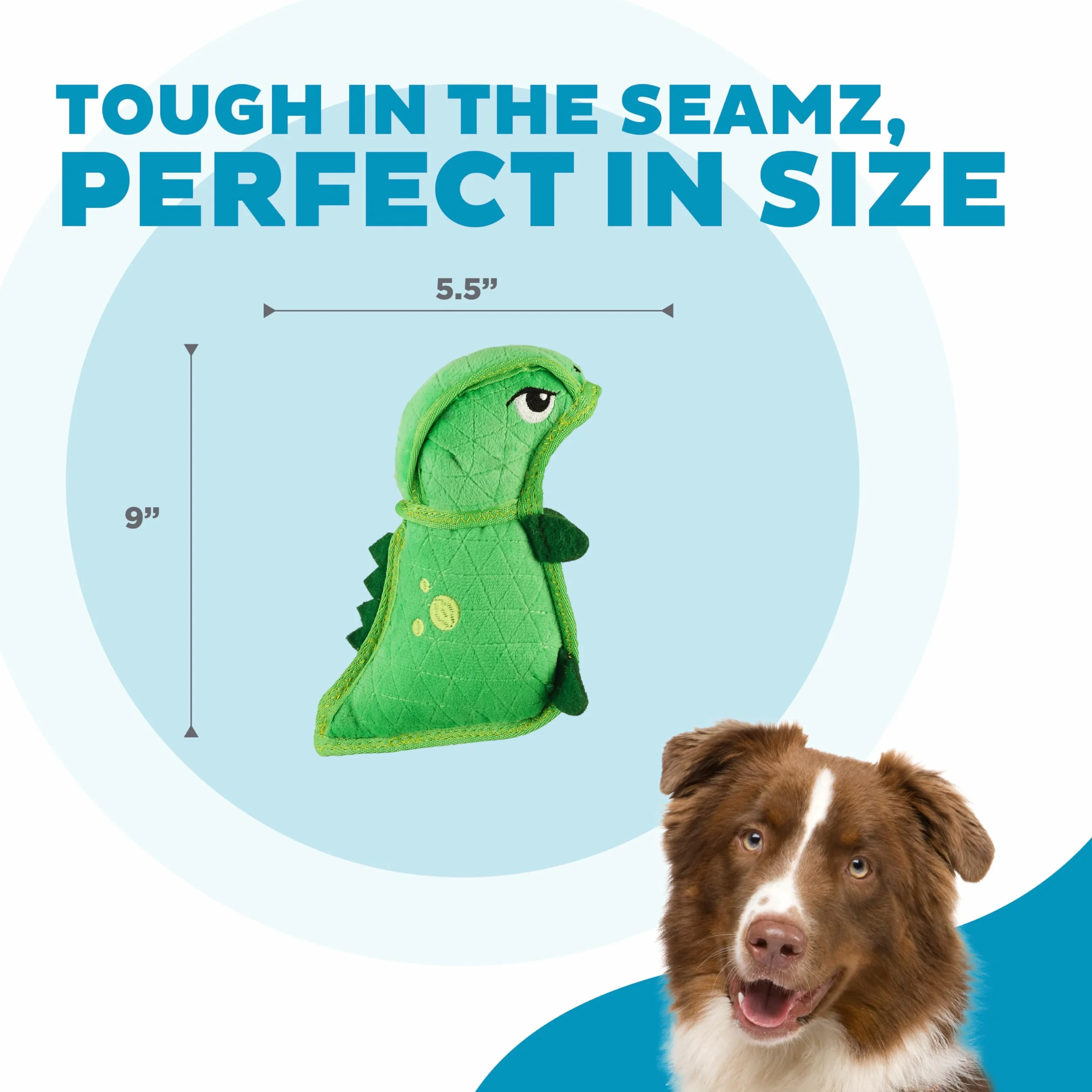 Outward Hound Xtreme Seamz - Zabawka dla psów - piszcząca - pluszowa - ze wzmocnionym wypełnieniem - dinozaur