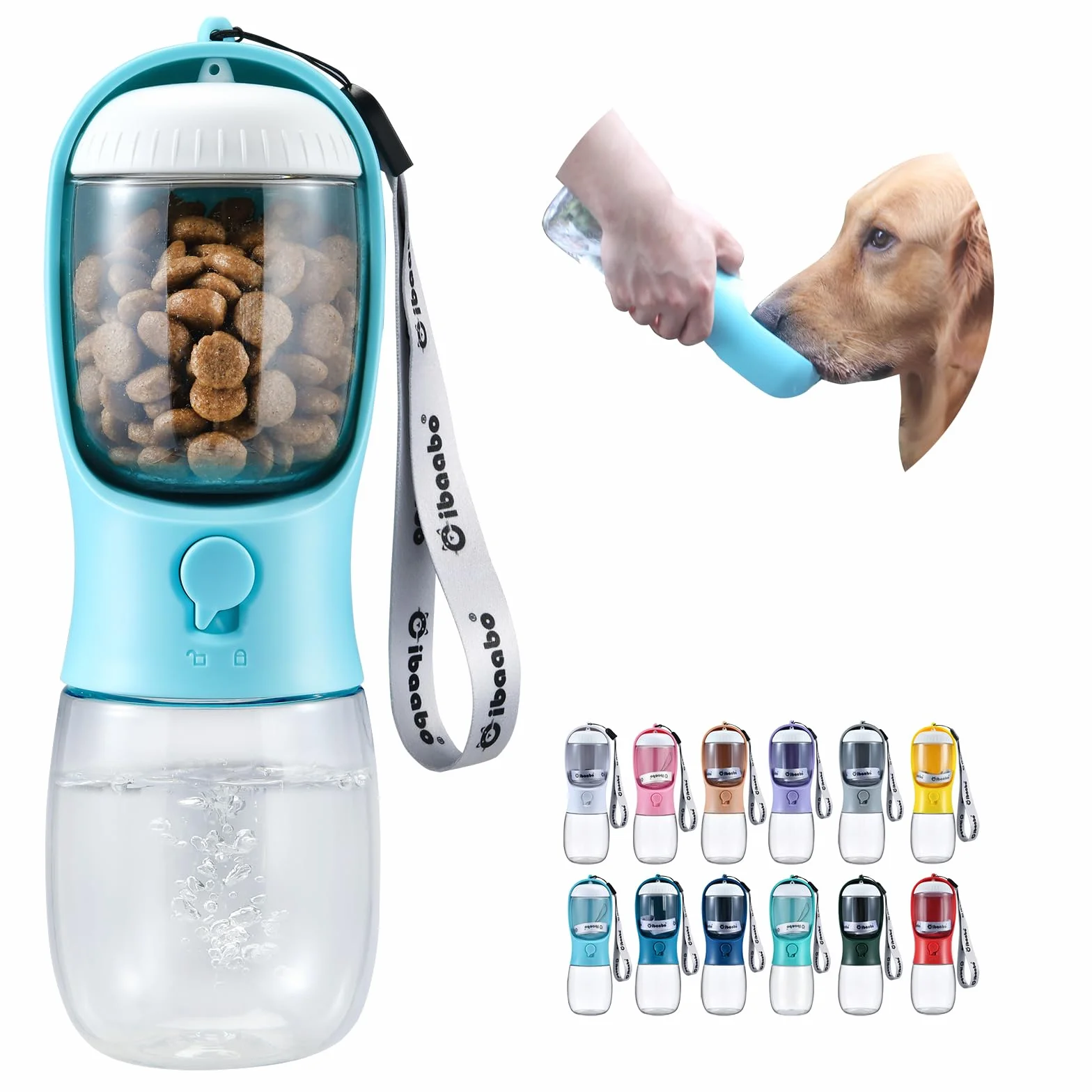 Cibaabo Dog Water Bottle with Food Container, Travel Puppy Water Bowl, Portable Pet Dispenser, Dog Gift Stuff Accessories Items, Puppy Essentials Necessities for Yorkie Cat Walking and Hiking