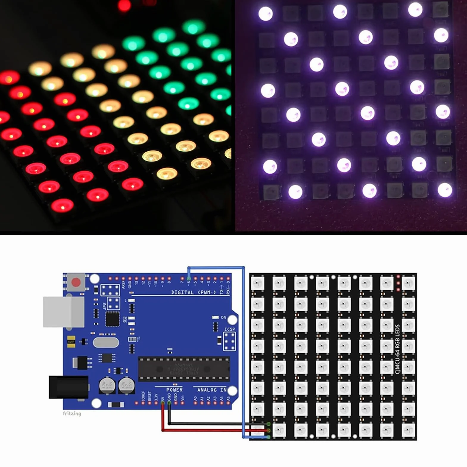 Panel matrycowy U 64 LED CJMCU-8 x 8 moduł WS2812 5050 RGB sterownik kolorowe światło Arduino Raspberry