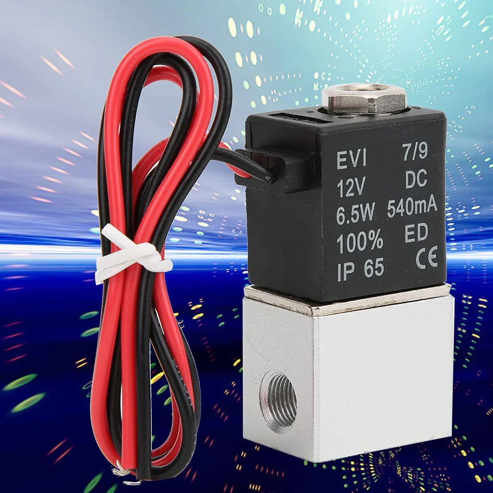 Elektrozawór elektromagnetyczny 2-drogowy DC 12V z gwintem 1/4" lub 1/8" wykonany z aluminium stop stosowany do wody, oleju i powietrza