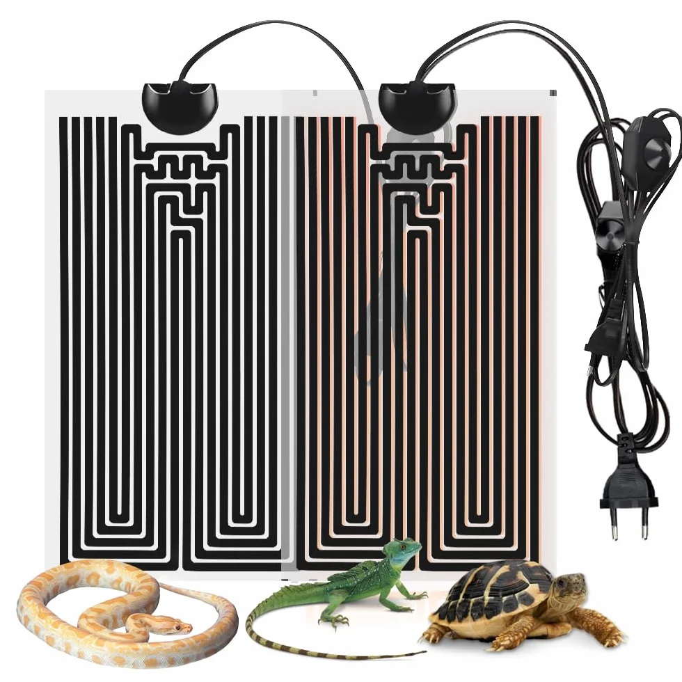 2 maty grzewcze do terrarium, mata grzewcza 14 W z termostatem z regulacją temperatury, regulowana poduszka grzewcza dla gadów, węży, jaszczurek, poduszka grzewcza do akwarium (28 x 15 cm)