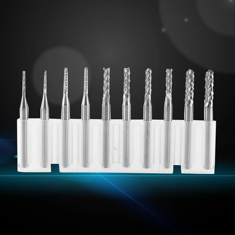 Frezy z węglika wolframu Akozon 10 sztuk Prosty trzonek 1,0-3,0 mm