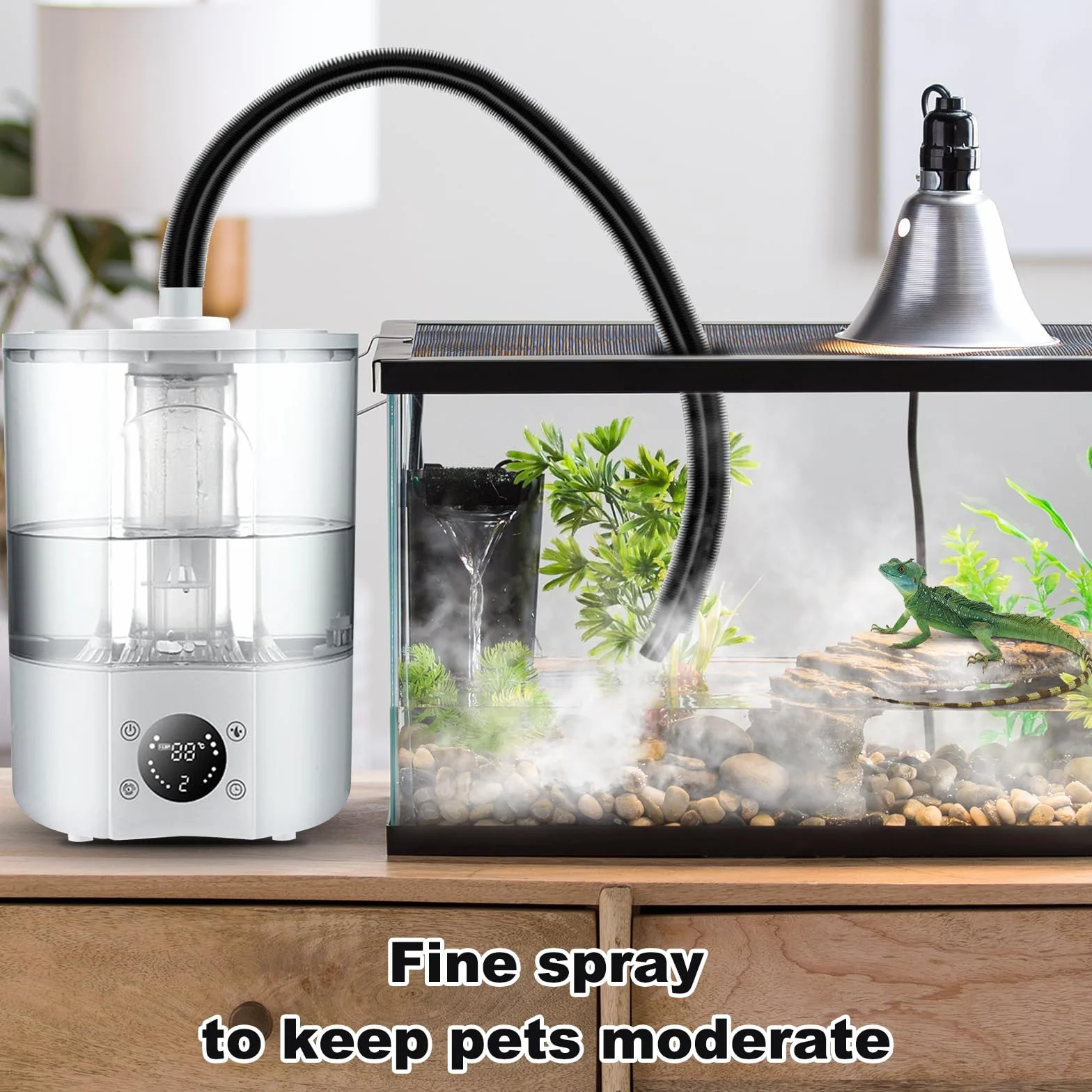 Nawilżacz powietrza do gadów, 4 l, maszyna do mgły terrarium, z ultralekkim rozpylaczem i ochroną przed pracą na sucho, nawilżacz powietrza do gadów, płazów, roślin mokrych