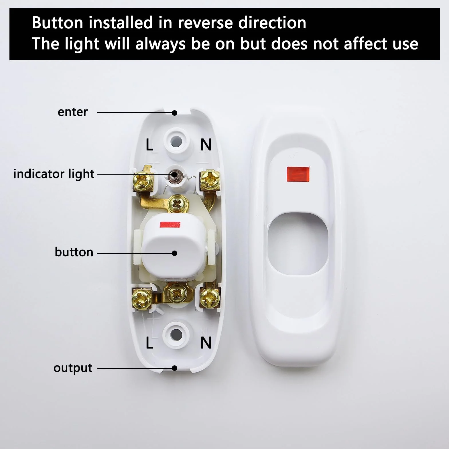 Przełącznik kablowy z LED 250V 10A biały