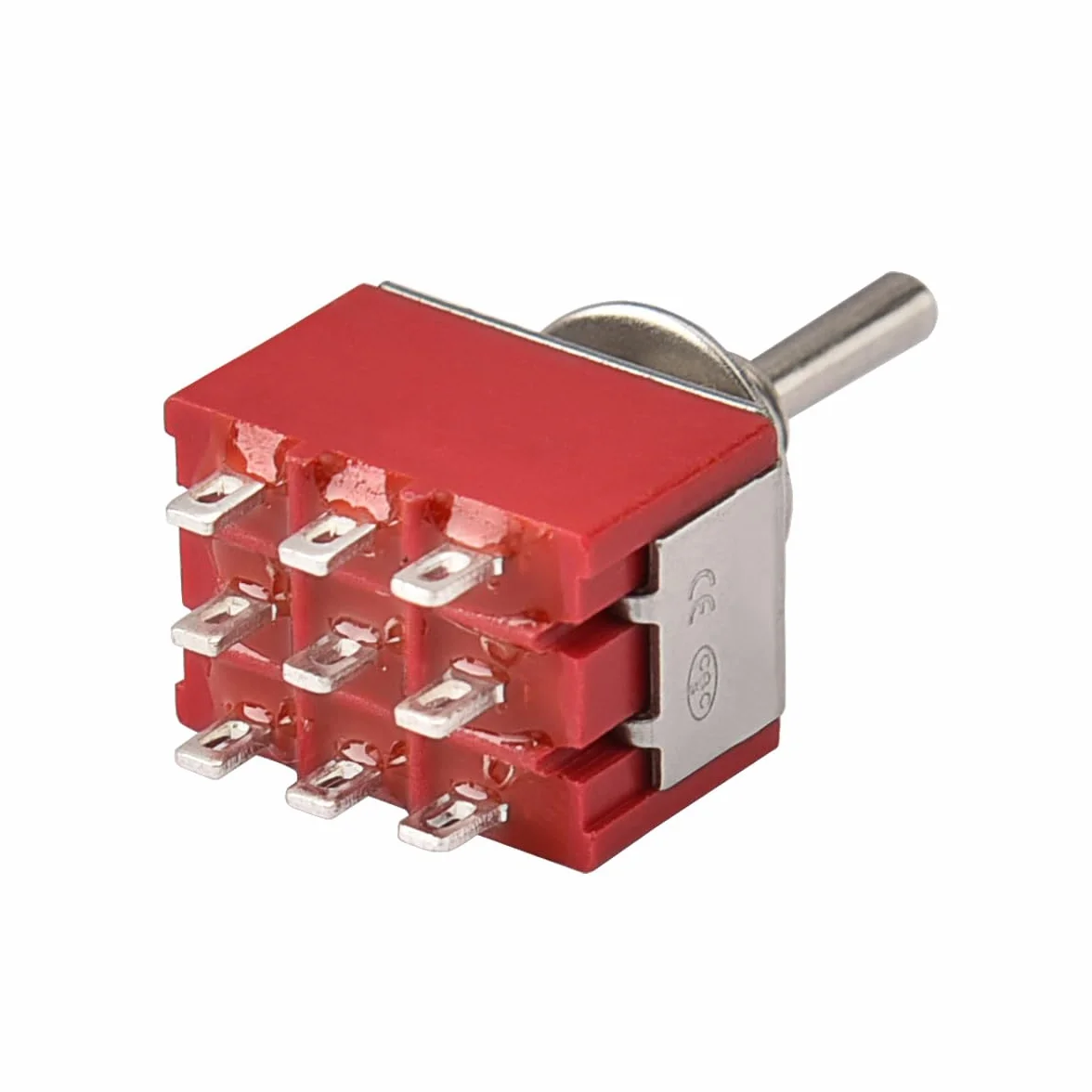 Heschen Miniaturowy przełącznik dźwigniowy MTS-303, ON-OFF-ON 3PDT 9-biegunowy, 2 A 250 V, 6 A 125 V, 2 sztuki
