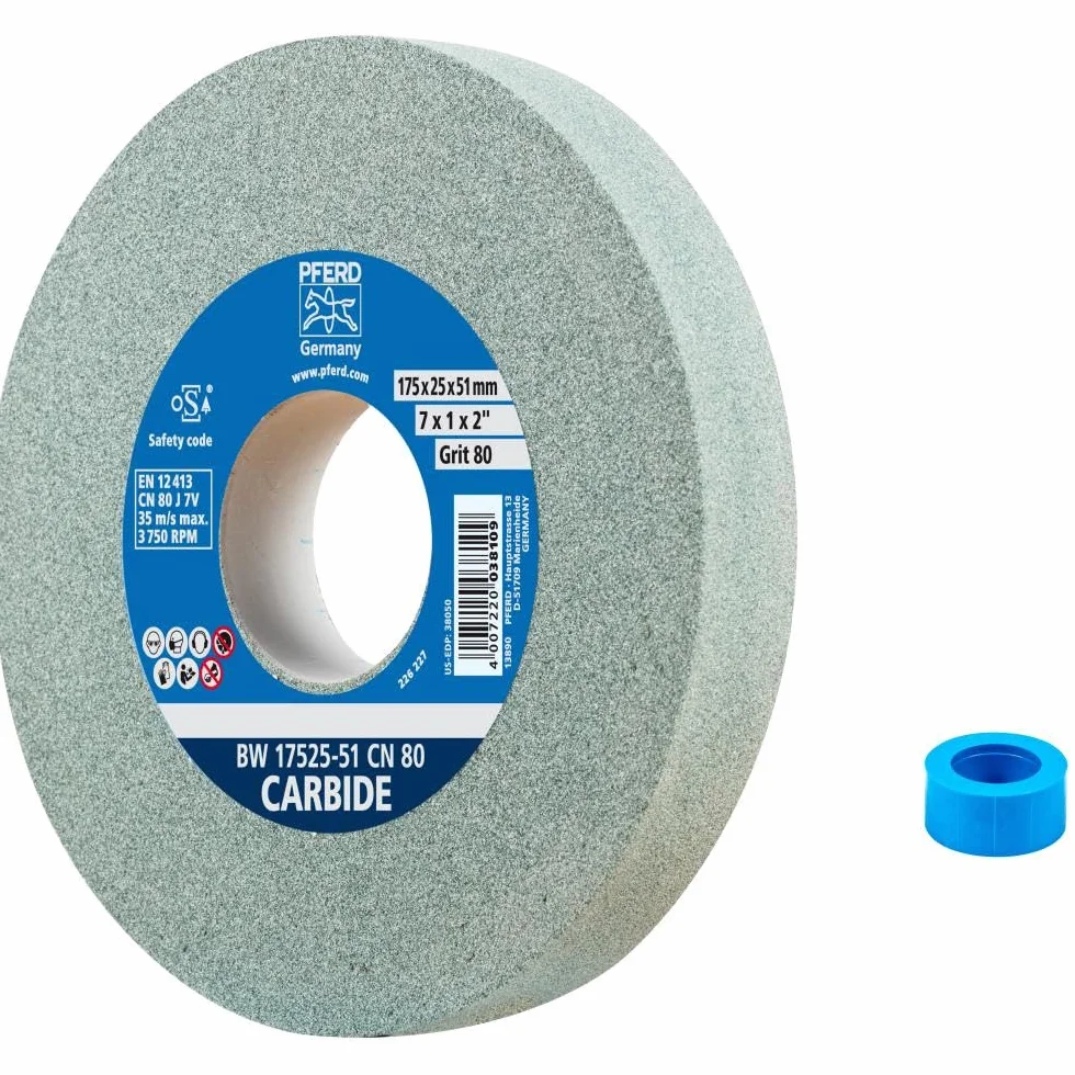 PFERD Tarcza szlifierska CARBIDE 175x25x51 mm SiC 80 miękka agresywna do twardego metalu z tuleją redukcyjną 32 mm