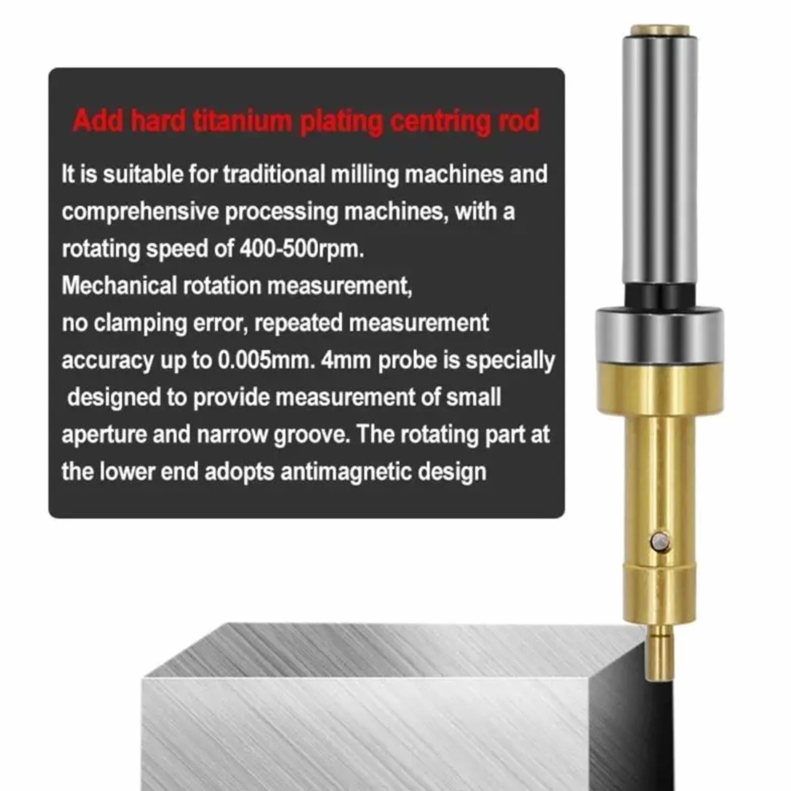Samfox Edge Finder, 10 mm niemagnetyczny mechaniczny lokalizator krawędzi do tokarek CNC