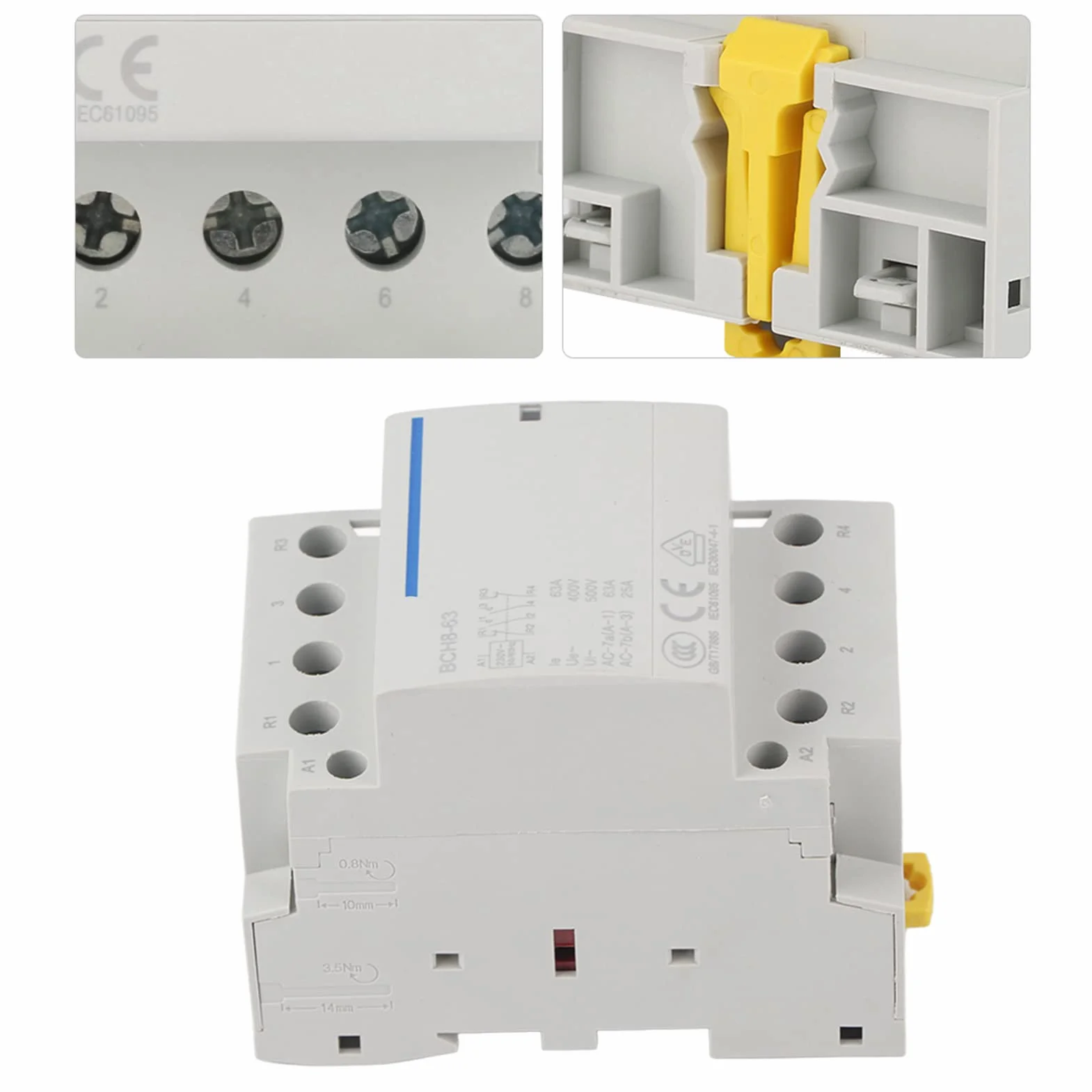 Stycznik 230 V AC 4P 2NO 2NC 63A 50Hz 60Hz 4-biegunowy stycznik prądu przemiennego