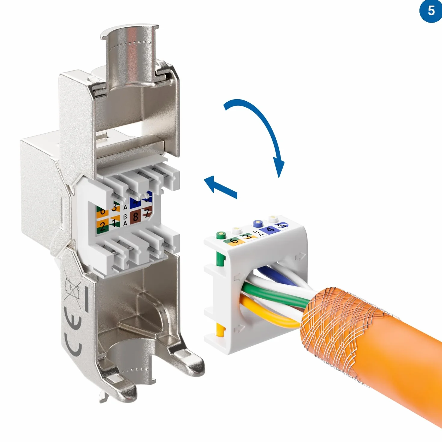 deleyCON Moduł Keystone Jack CAT 7 STP RJ45 1000 MHz 10 Gbit/s Terminal LSA
