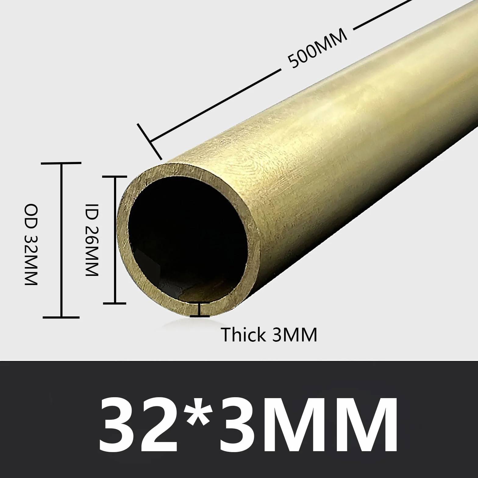 Mosiężna rura okrągła 32 mm x 3 mm, grubość ścianki 500 mm, precyzyjna