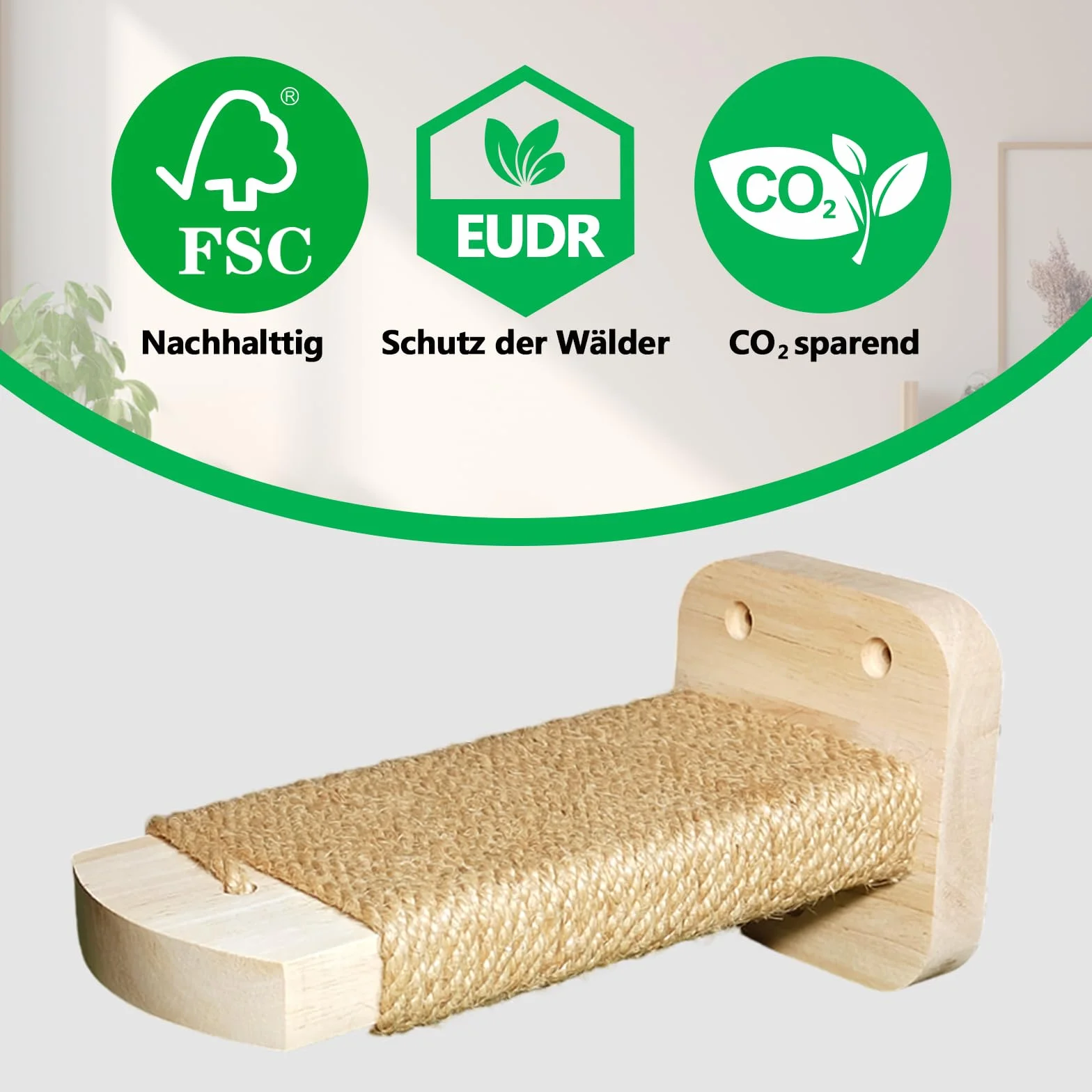 Ściana schodowa dla kota (4 szt.), ścianka wspinaczkowa dla kotów, z wkładką rzemieślniczą, z litego drewna gumowego o grubości 2 cm, do wspinaczki kotów, maksymalna nośność 35 kg