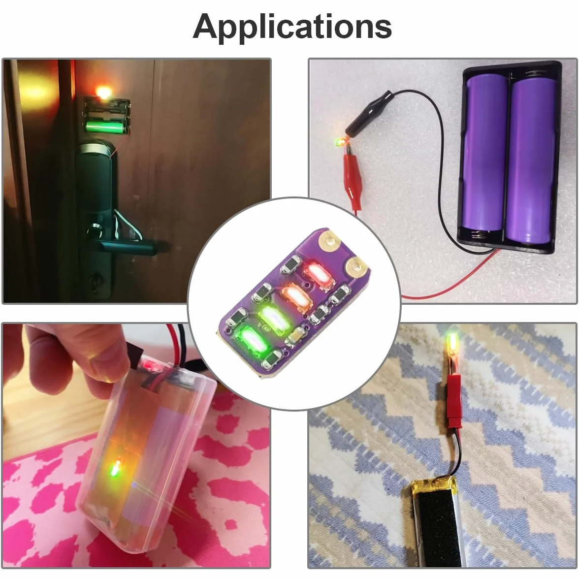 5 sztuk LED wskaźnik pojemności baterii, moduł pomiarowy 2S 6,2 V – 8,6 V akumulator litowo-jonowy 18650, z samoblokującym się mikro-przełącznikiem, 26 kabli AWG