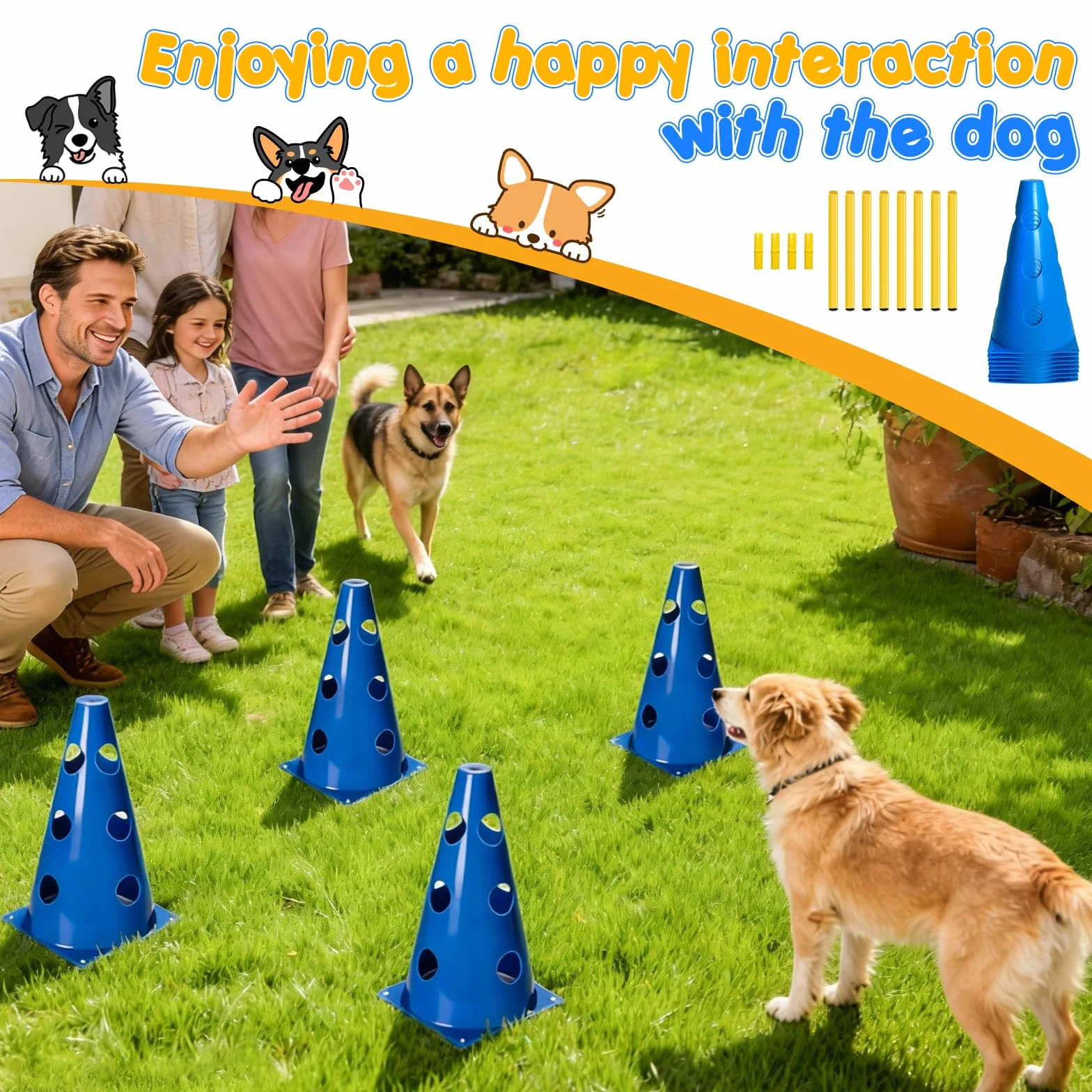 Zestaw Agility 8-częściowy dla psów, Cavaletti dla psa, hobby konie, przeszkody, słupki, przeszkody, hobby horsing, trening psów, akcesoria do agility