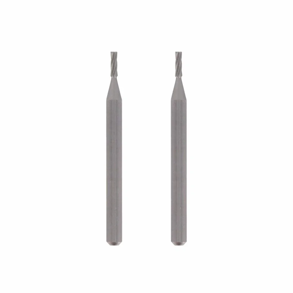 Dremel 193 końcówki frezarskie w dwupaku z zestawem akcesoriów, 2 frezy szybkotnące z długą głowicą z czołem cylindrycznym o średnicy roboczej 2,0 mm