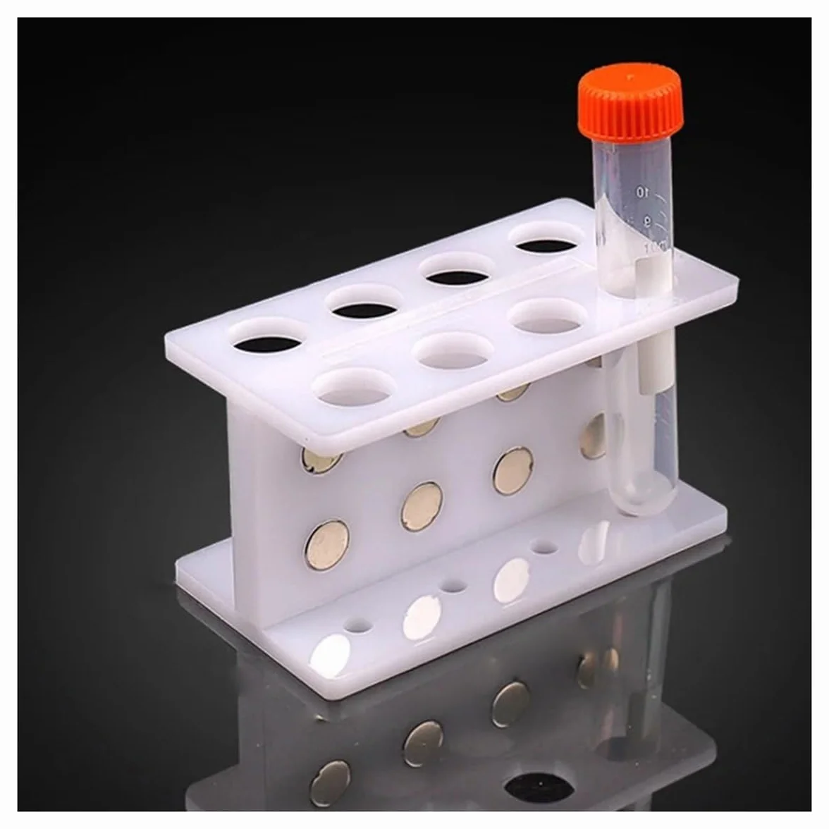 Szkło laboratoryjne Stojak na materiały laboratoryjne do ekstrakcji magnetycznych probówek wirówkowych. Stojak na magnetyczne probówki wirówki (10-15ml-8holes)