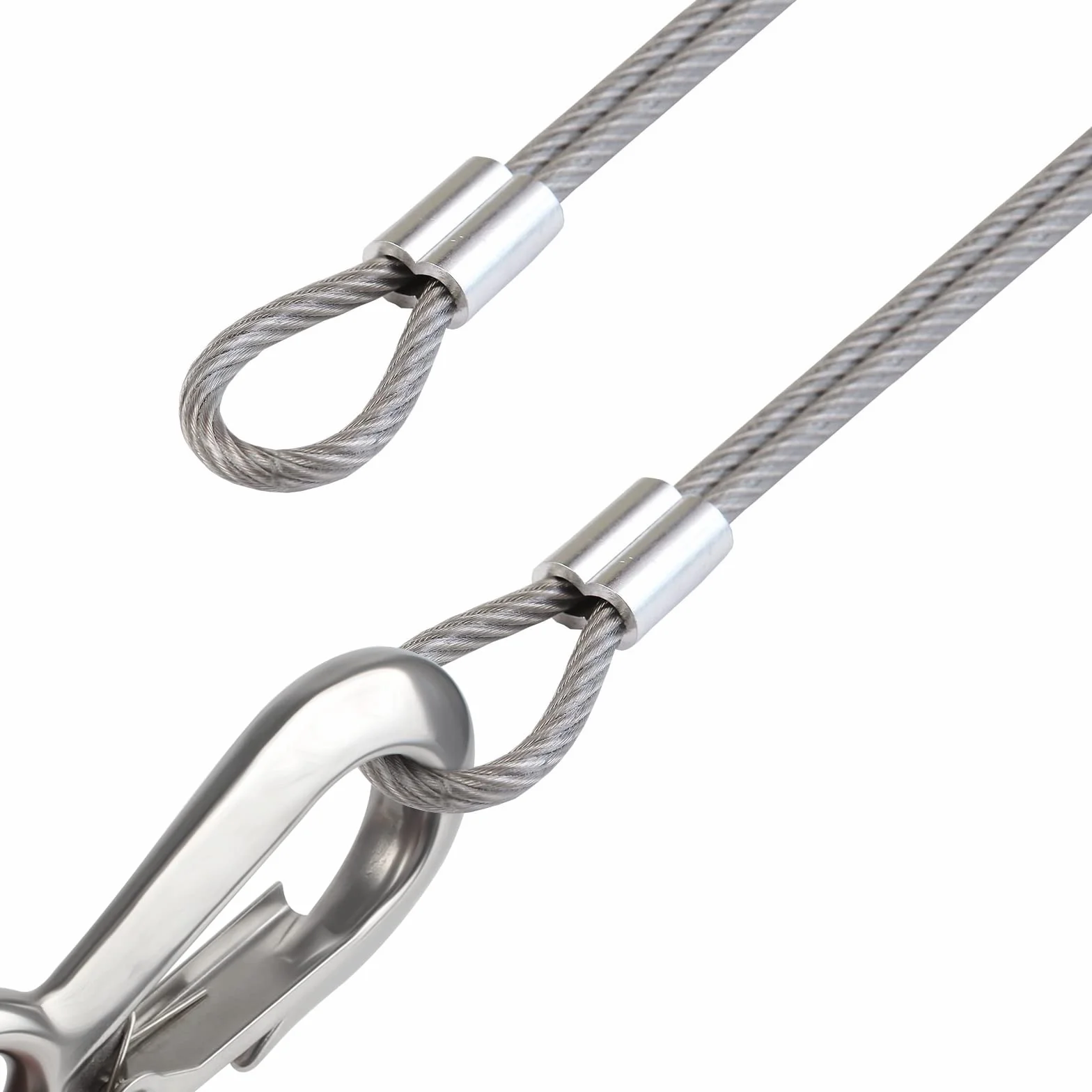 200 sztuk aluminiowych klipsów, aluminiowy zacisk do liny drucianej, podwójny otwór, zacisk do liny stalowej, 2 mm, aluminiowa pętla zaciskowa do liny stalowej i kabla, srebrzyste