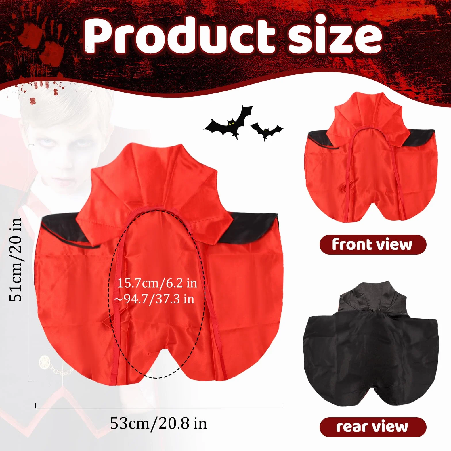 Peleryna wampira dla zwierząt domowych, kostium dla kotów i małych psów, zabawny regulowany płaszcz dla zwierząt domowych, odzież na Halloween, urodziny, sesję zdjęciową, akcesoria do przebrania