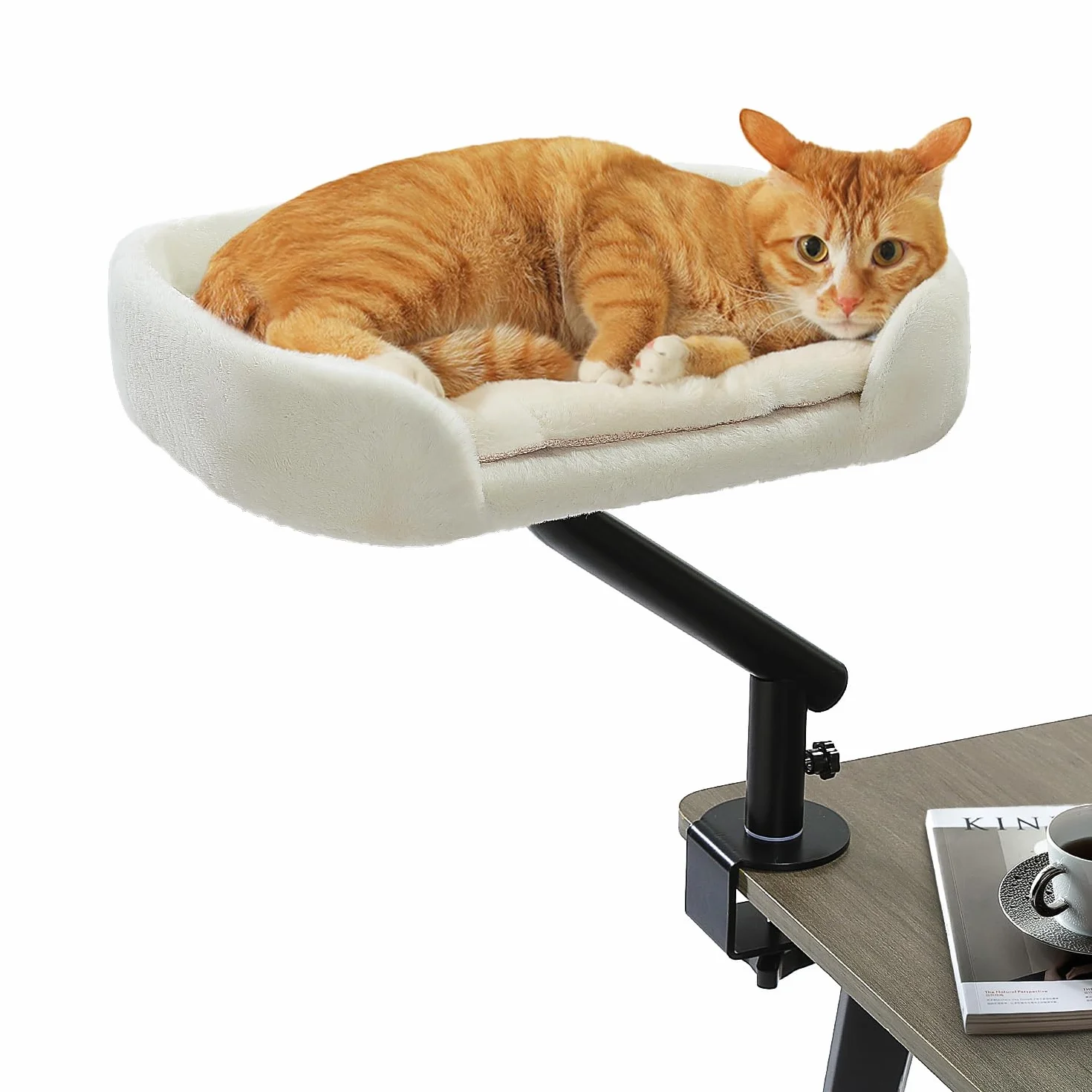PAWZ Road Legowisko dla kota na biurko z interaktywną pluszową piłką, obracany stojak na łóżko i hamak do drapania, obciążenie do 22,5 kg