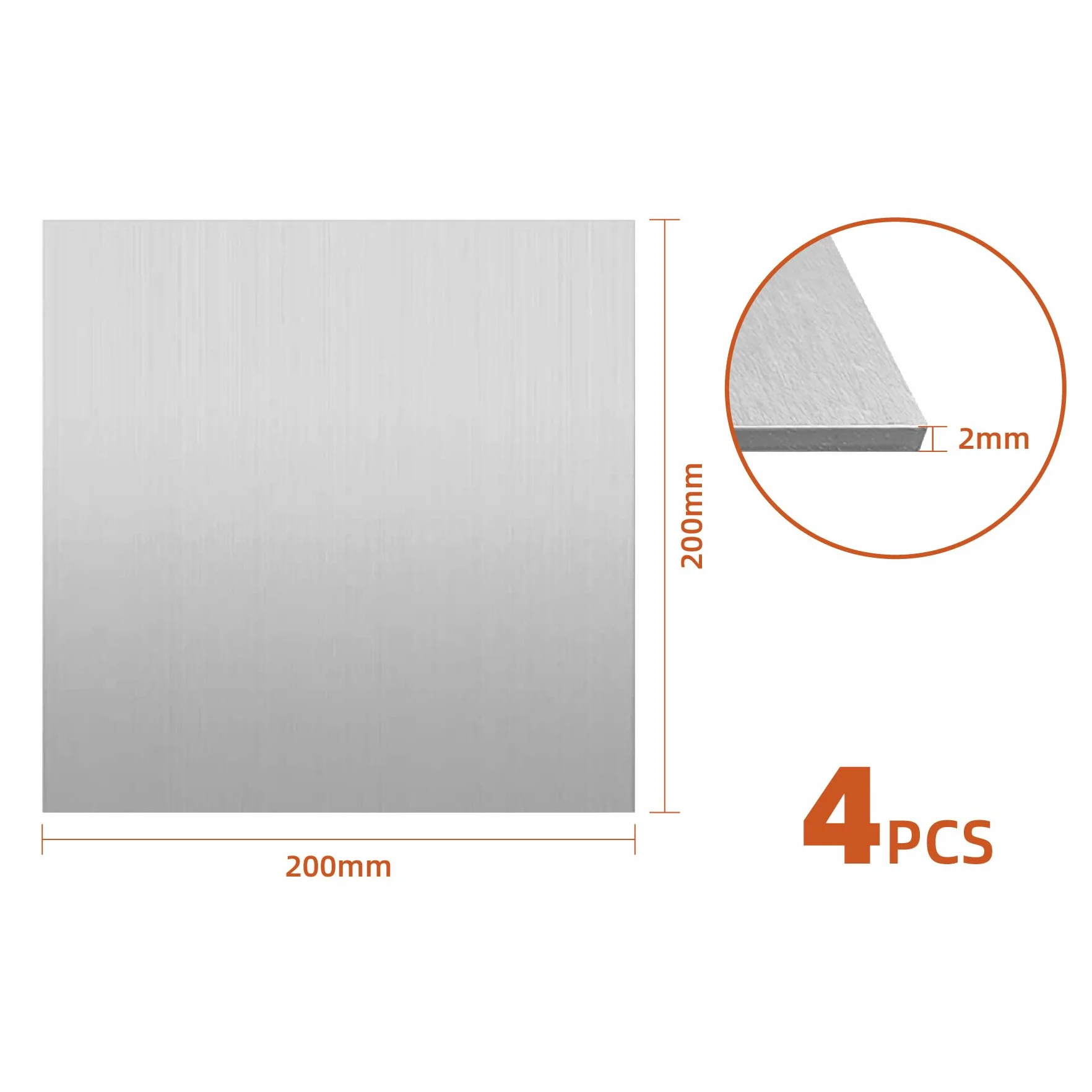 4 kawałki Płyta aluminiowa 20cm x 20cm x 2mm, grubość 2mm, 6061 T6 kwadrat Arkusze i płyty aluminiowe dla DIY Rzemiosło