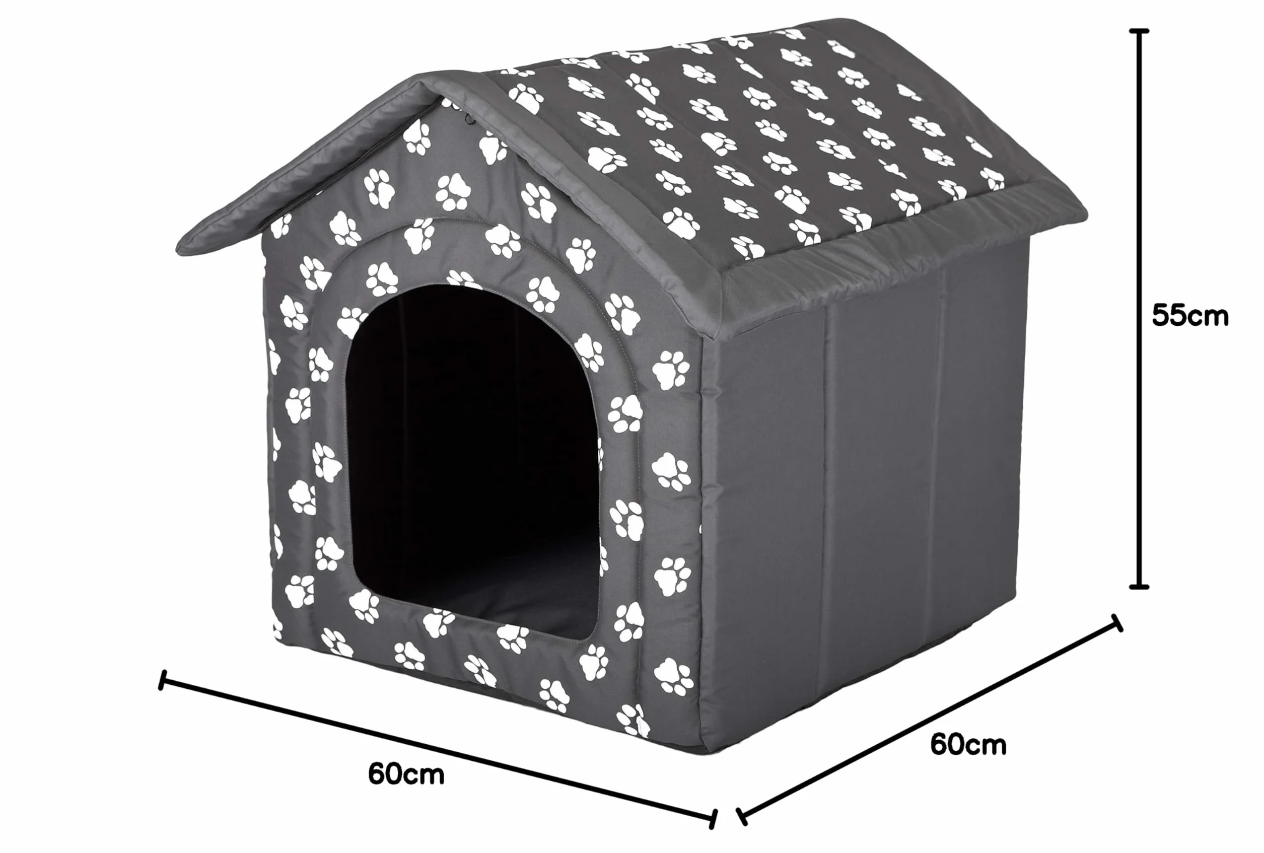 Hobbydog Domek dla psa, szary z łapami, R4 (60 x 55 x 60 cm)