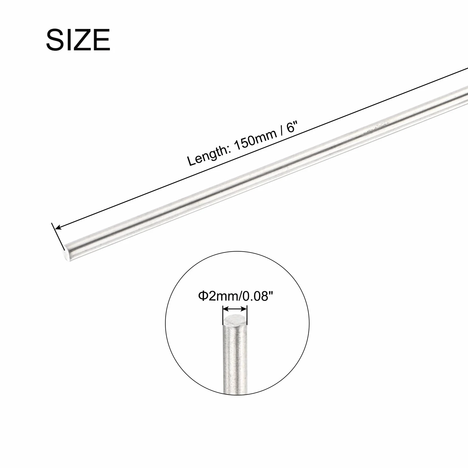 Pręt ze stali nierdzewnej 304 2 mm x 150 mm QUARKZMAN 6 szt. do modeli samochodów i samolotów