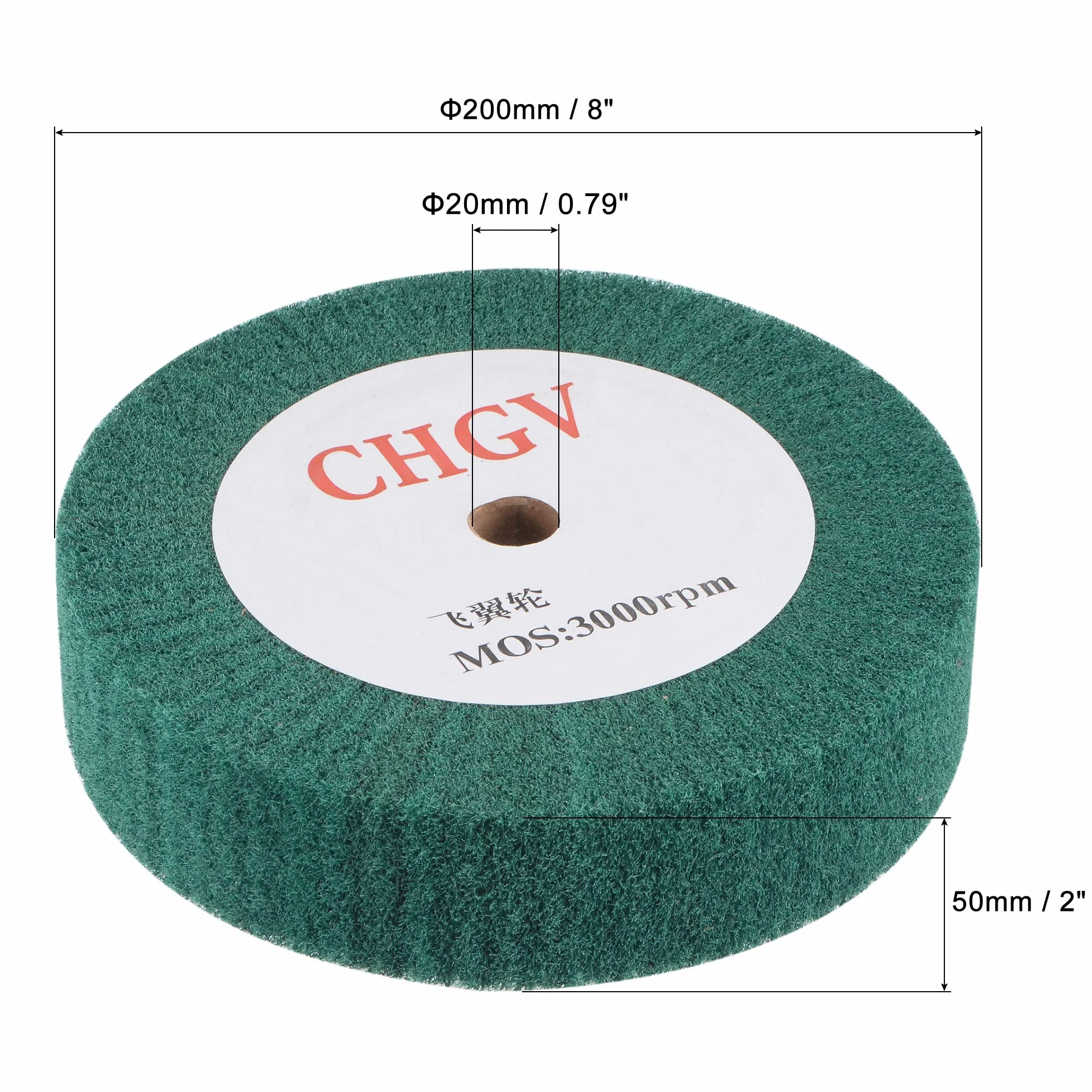 sourcing map Tarcza polerska z włókniny 200 mm x 50 mm ziarnistość 240 do stali szlachetnej zielony