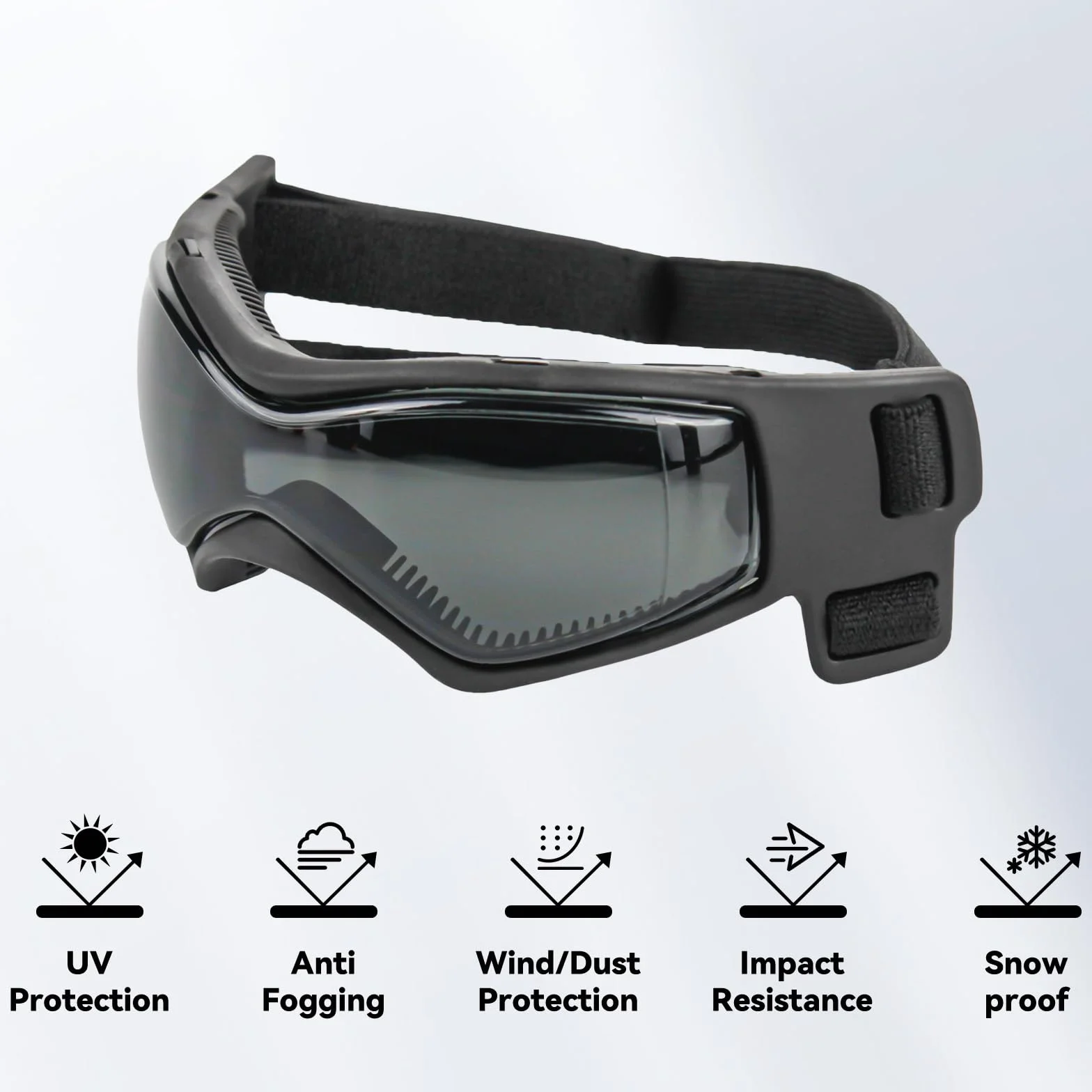 NAMSAN gogle dla zwierząt, okulary przeciwsłoneczne dla psów, ochrona przed promieniowaniem UV, wiatroszczelne, dla szczeniaków, regulowane elastyczne paski dla małych i średnich psów, czarne
