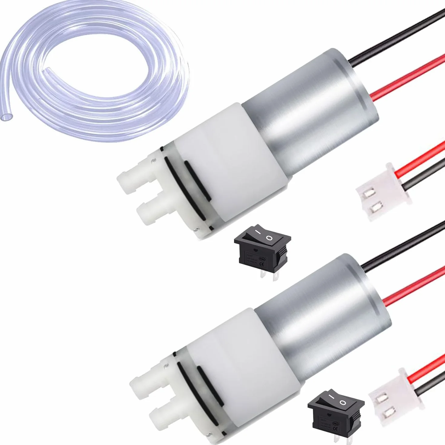 RUNCCI-YUN 2 szt. 6 V-12 V mikro pompa silnikowa, pompa wodna do akwarium, samozasysająca pompa wodna DC 12 V, mini pompa ssąca do wody, 370 V, cicha praca, do ekspresu do herbaty, akwarium, dozownika