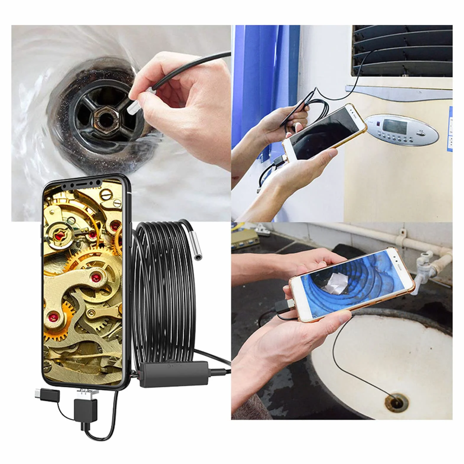 Endoskop Wodoodporny 3,9 mm Kamera HD 6 LED Typ C 5m