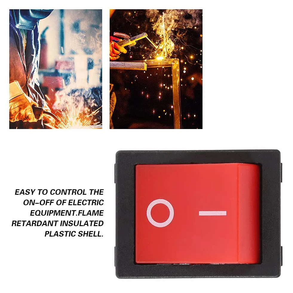 Eujgoov 30A 4-pinowy ON OFF Square Rocker Switch Przełącznik Elektryczny Spawacza Typu łodzi z Czerwonym światłem(1PCS)