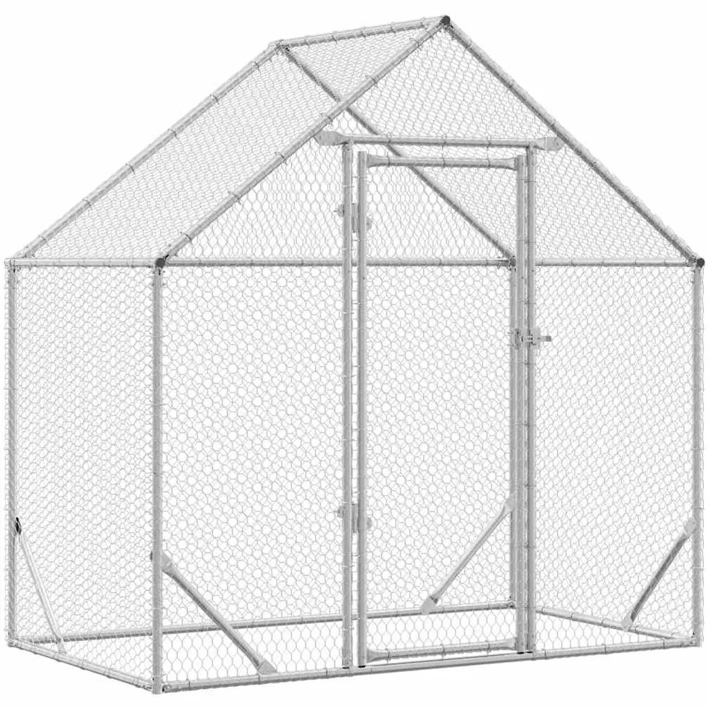 vidaXL Klatka dla kur Srebrny 170 x 100 x 177 cm Stal Galwanizowana