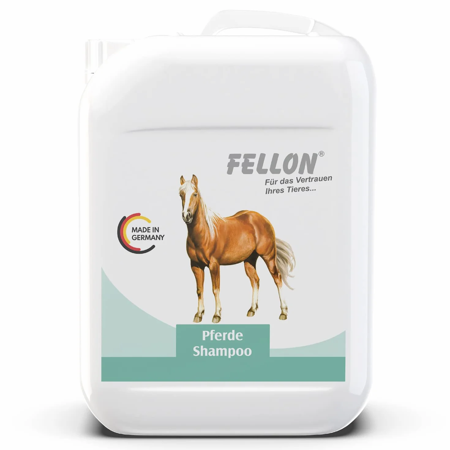 Fellon Szampon dla koni, delikatny szampon do pielęgnacji sierści koni, przeciw suchej skórze, neutralne pH, naturalny, natłuszczający, oczyszczający szampon z łagodnymi substancjami myjącymi,