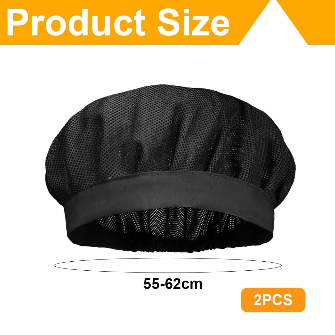 2 szt. Elastyczna czapka szefa kuchni Unisex Kuchnia Hat Restauracja Włosy Siateczka Regulowana czapka z siatki, Wielokolorowy