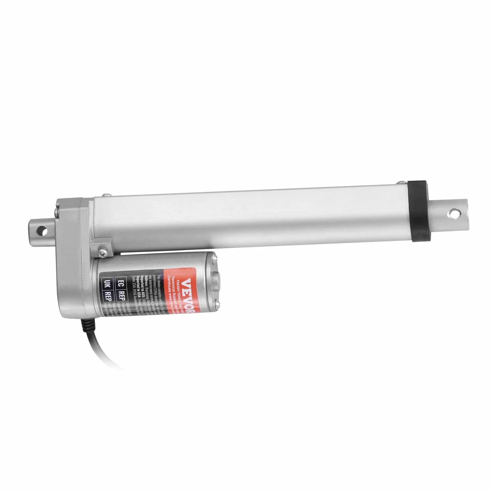 VEVOR Napęd liniowy 1000 N DC 12 V napęd liniowy IP54, elektryczny silnik liniowy 150 mm, długość skoku 150 mm, poziom hałasu ≤ 50 dB, elektryczny otwieracz drzwi 14 mm/s, prędkość jazdy, technika