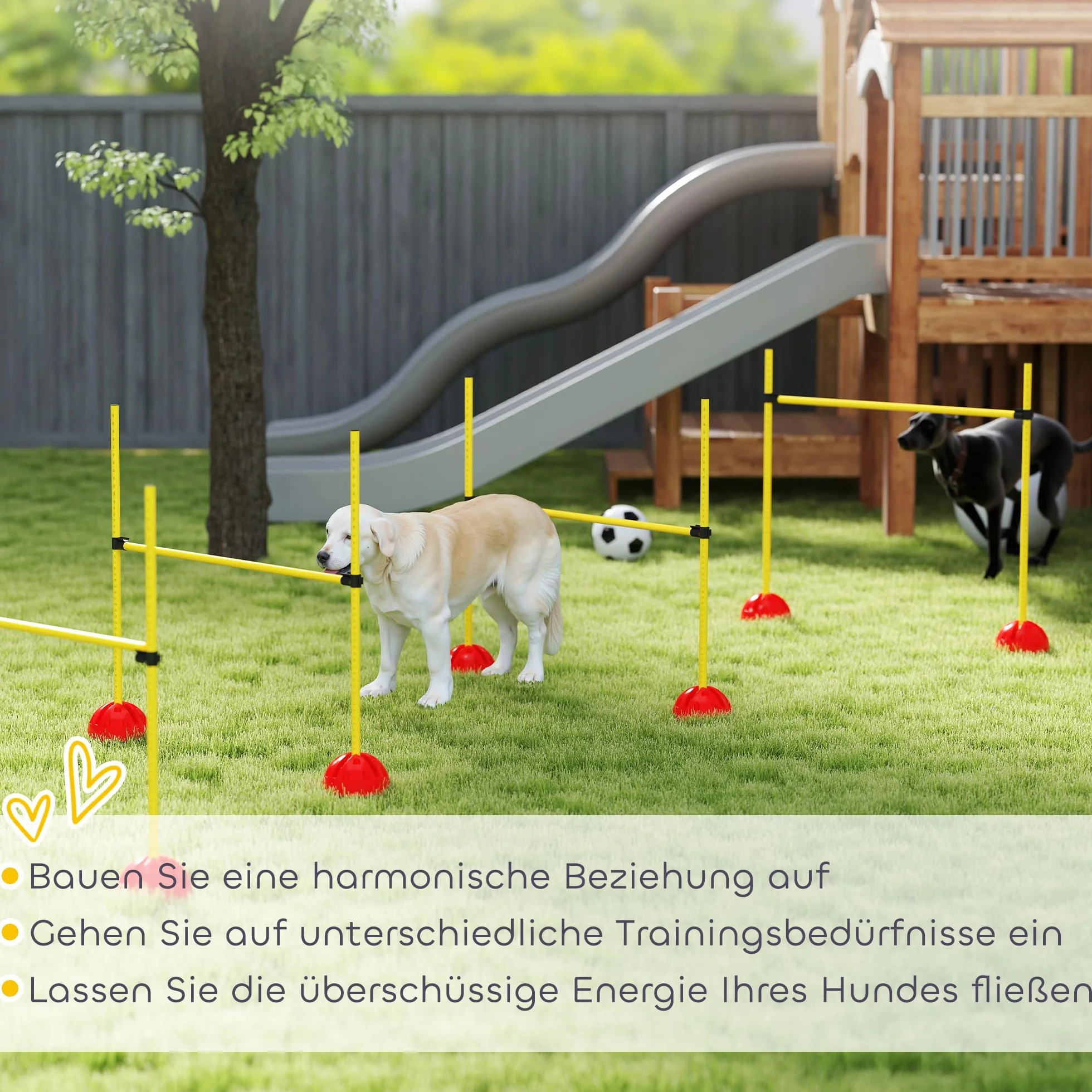 PawHut Agility zestaw dla psów, 5-częściowy, do napełniania, wyposażenie agility do treningu psa, zestaw płotek z regulacją wysokości, torba transportowa, akcesoria treningowe, trening koordynacyjny