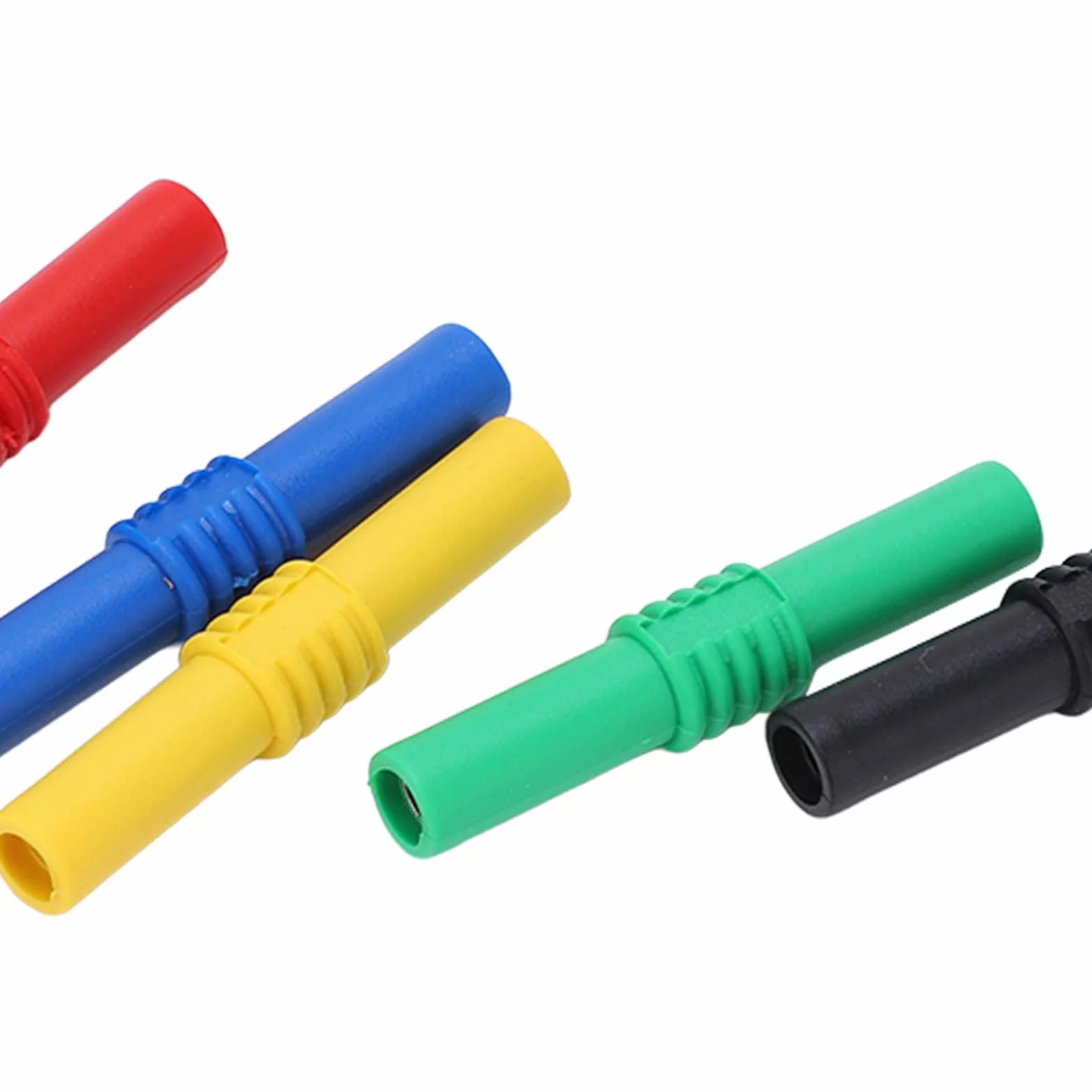Izolowany łącznik Wtyku Bananowego, 4mm żeńskie do żeńskiego Gniazda Bananowe Złącza Jack Wtyki Bananowe Lutowane do Multimetru Przewody Pomiarowe Końce Sondy Adaptery (5 kolorów)