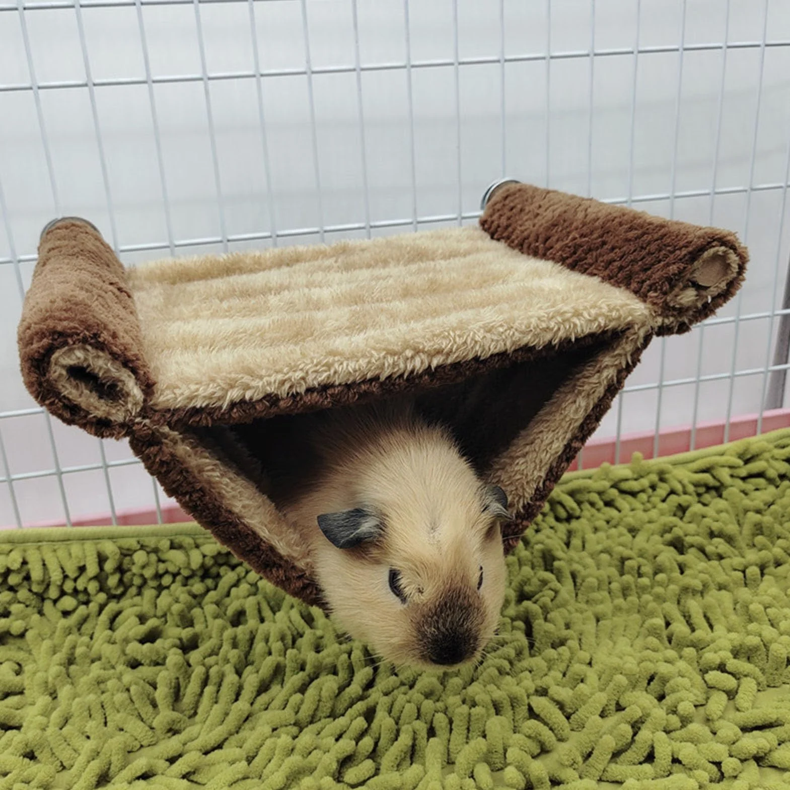 Pet Wiszący Hamak dla Małych Zwierząt - Chomik, Mysz, Szczur Huśtawka, Ciepłe Łóżko, Klatka z Łóżkiem Piętrowym (Kolor Kawy)