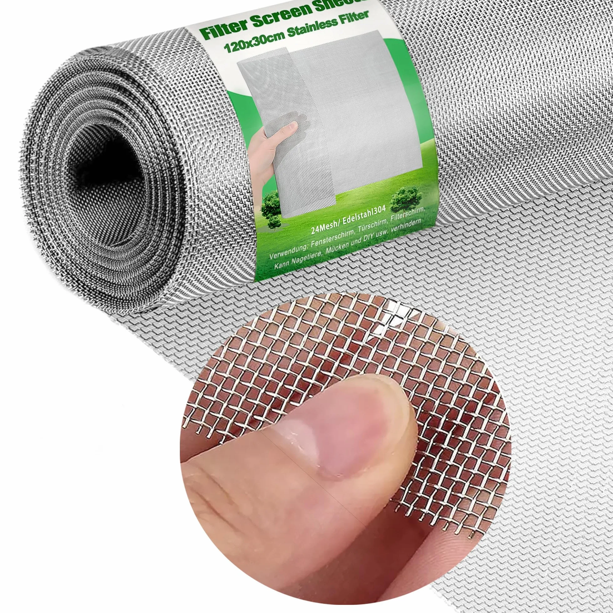 Filtr Screen Sheets Stainless Siatka druciana o drobnych oczkach, ochrona przed owadami, kratka druciana ze stali nierdzewnej 304, kratka okienna na drzwi, zapobiega myszom, 120 x 30 cm