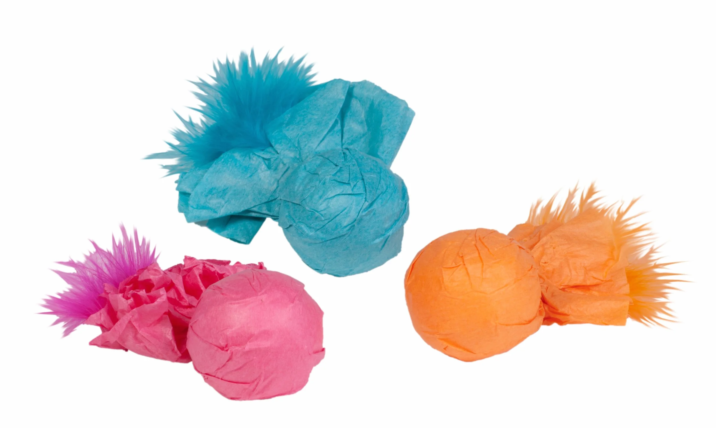 Boss Pet Chomper Kylie's Brites 3-częściowa papierowa piłka grzechotka zabawka z piórem dla zwierząt domowych